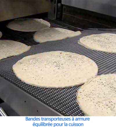 Bandes transporteuses à armure équilibrée pour la cuisson Bandes transporteuses à armure équilibrée pour la cuisson